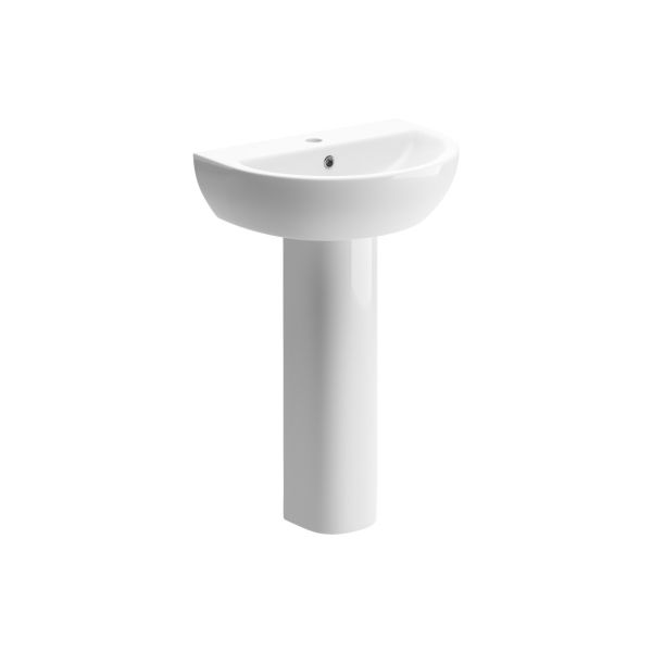 Mistral 550x400mm 1TH Basin & Full Pedestal