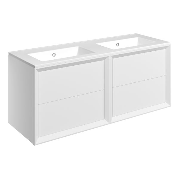 Moritz 1210mm Wall Hung 4 Drawer Basin Unit & 0TH Thin Edge Basin - Matt White