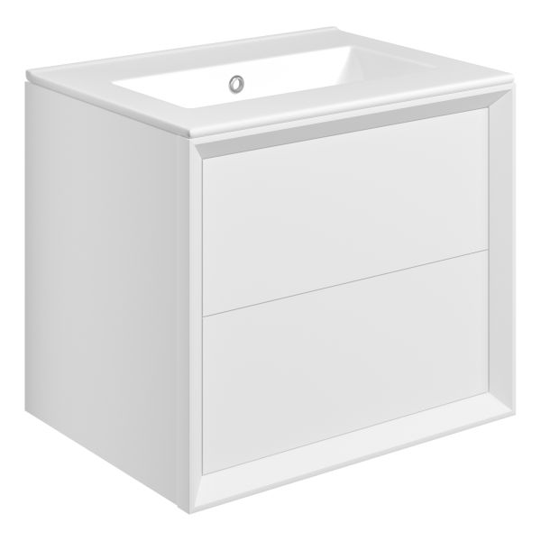Moritz 610mm Wall Hung 2 Drawer Basin Unit & 0TH Thin Edge Basin - Matt White