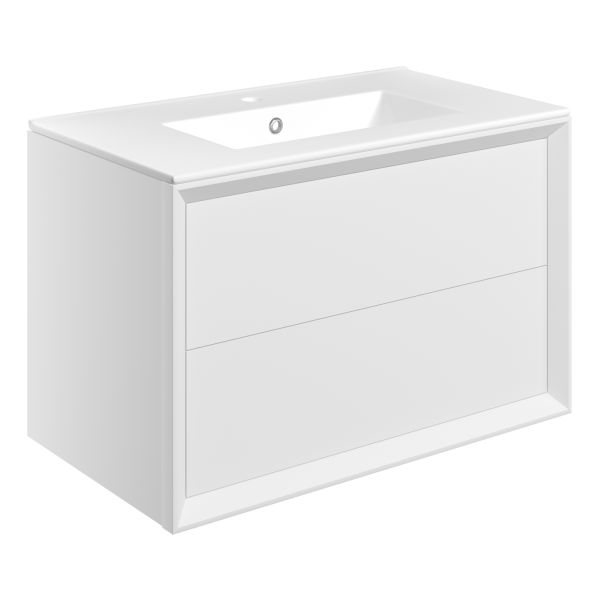 Moritz 810mm Wall Hung 2 Drawer Basin Unit & 1TH Thin Edge Basin - Matt White