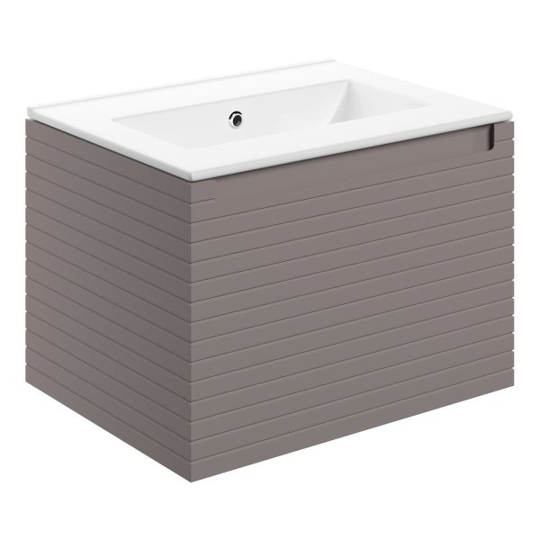 Parley 615mm Wall Hung 1 Drawer Basin Unit & 0TH Thin Edge Basin - Matt Taupe