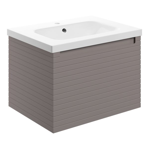 Parley 615mm Wall Hung 1 Drawer Basin Unit & 1TH Basin - Matt Taupe