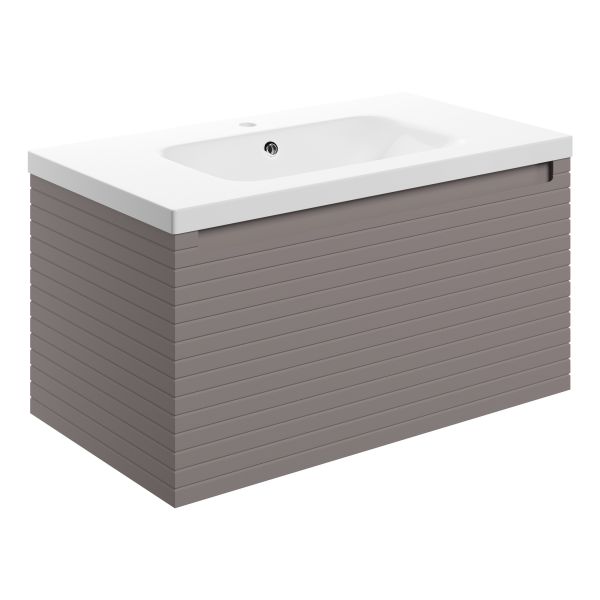 Parley 815mm Wall Hung 1 Drawer Basin Unit & 1TH Basin - Matt Taupe