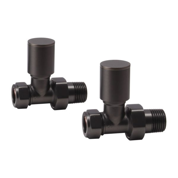 Patterned Matt Black Radiator Valves - Straight
