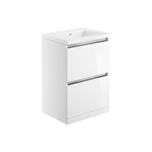 Pinarola 615mm Floor Standing 2 Drawer Unit & 1 Tap Hole Basin
