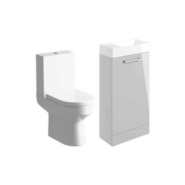 Rockfort 410mm F/S Basin Unit & C/C Toilet Pack - Grey Gloss