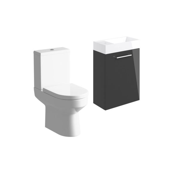 Rockfort 410mm W/H Basin Unit & C/C Toilet Pack - Anthracite Gloss