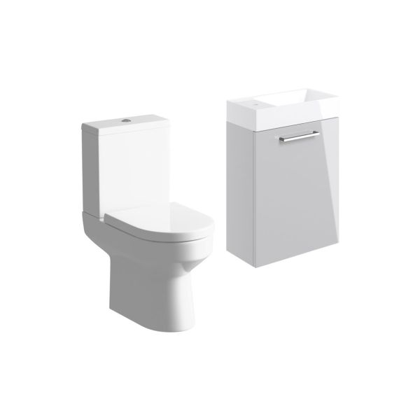 Rockfort 410mm W/H Basin Unit & C/C Toilet Pack - Grey Gloss