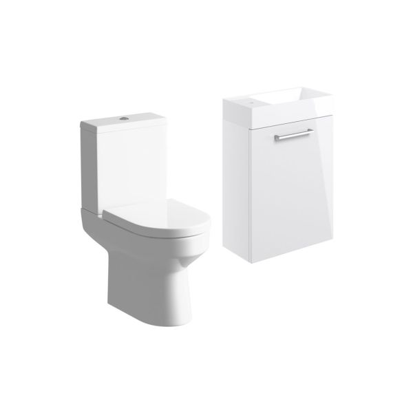 Rockfort 410mm W/H Basin Unit & C/C Toilet Pack - White Gloss