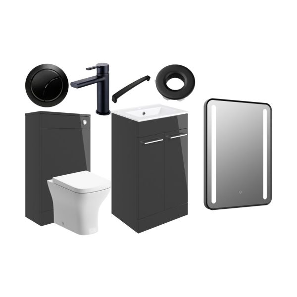 Rockfort 510mm F/S Furniture Pack - Anthracite Gloss w/Black Finishes