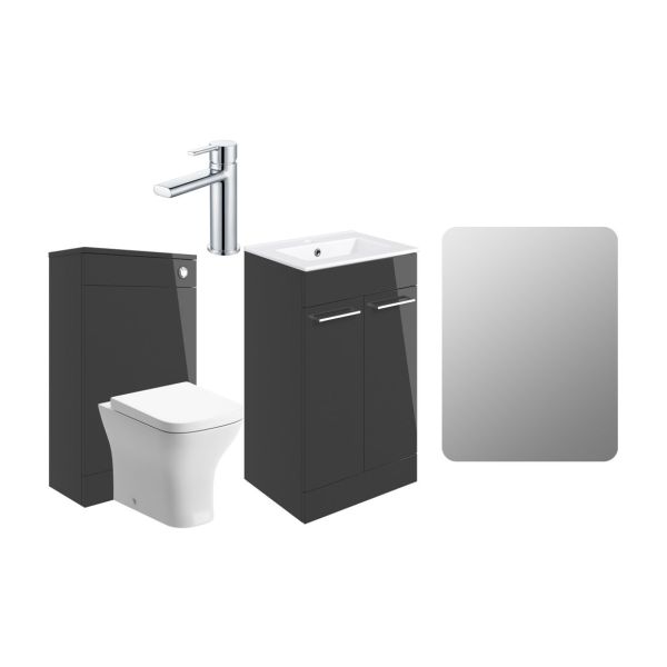 Rockfort 510mm F/S Furniture Pack - Anthracite Gloss w/Chrome Finishes
