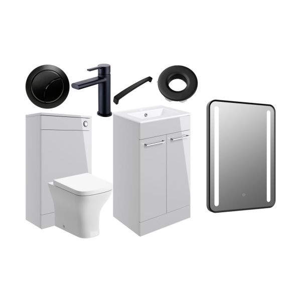 Rockfort 510mm F/S Furniture Pack - Grey Gloss w/Black Finishes