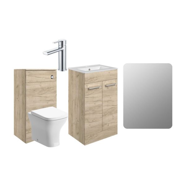 Rockfort 510mm F/S Furniture Pack - Oak w/Chrome Finishes