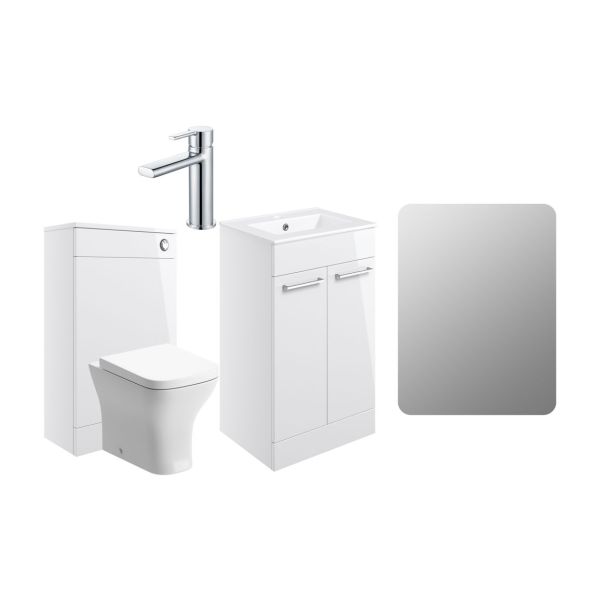 Rockfort 510mm F/S Furniture Pack - White Gloss w/Chrome Finishes
