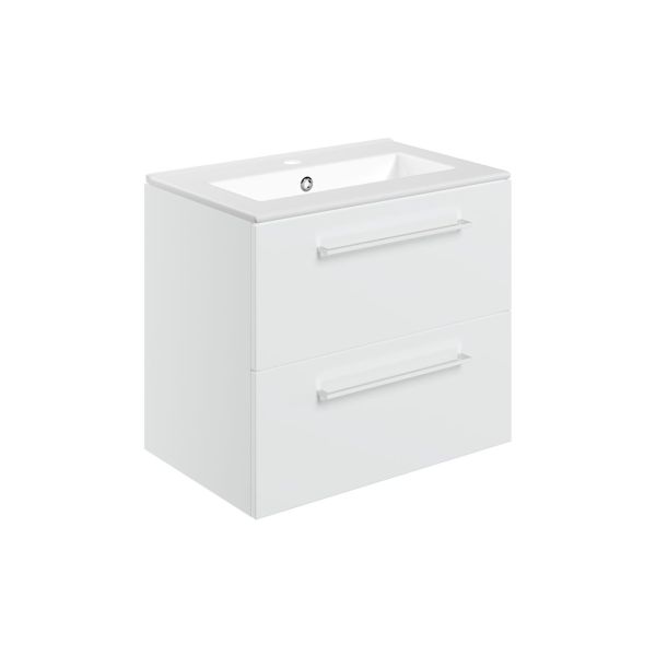 Rockfort Wall Hung 610mm 2 Drawer Unit & Basin (0 or 1 Tap Hole)