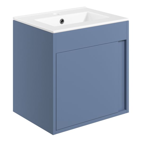 Sentia 510mm Wall Hung Unit Inc. Basin - Matt Misty Blue