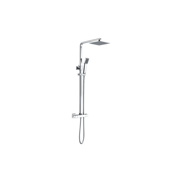 Square Thermostatic Bar Mixer w/Riser Kit - Chrome
