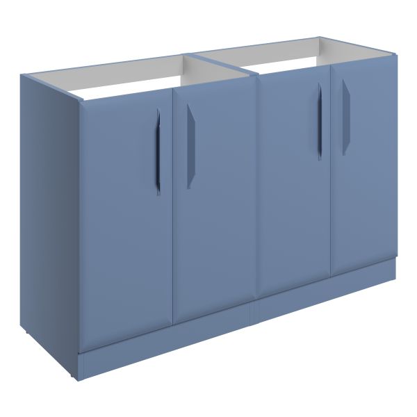 Tregaron 1200mm Floor Standing 4 Door Basin Unit (No Top) - Matt Misty Blue