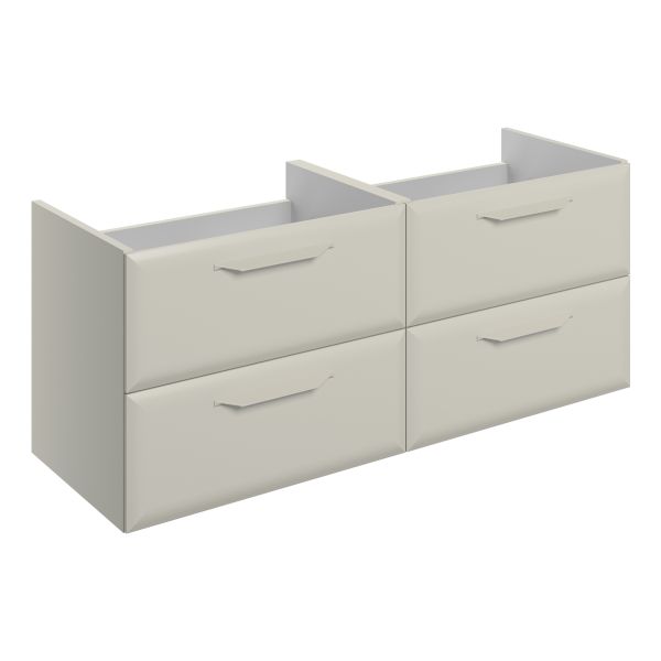 Tregaron 1200mm Wall Hung 4 Drawer Basin Unit (No Top) - Matt Latte