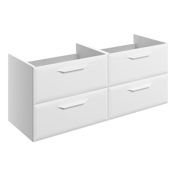 Tregaron 1200mm Wall Hung 4 Drawer Basin Unit (No Top) - Matt White