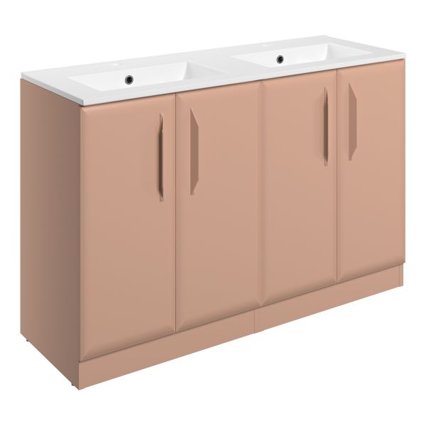 Tregaron 1210mm Floor Standing 4 Door Basin Unit w/2TH Basin - Matt Apricot