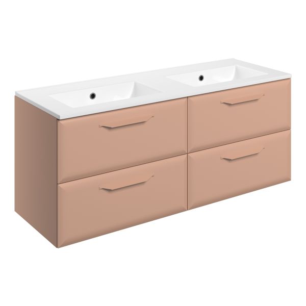 Tregaron 1210mm Wall Hung 4 Drawer Basin Unit w/0TH Basin - Matt Apricot