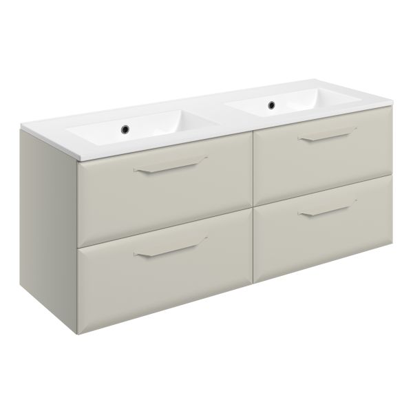 Tregaron 1210mm Wall Hung 4 Drawer Basin Unit w/0TH Basin - Matt Latte