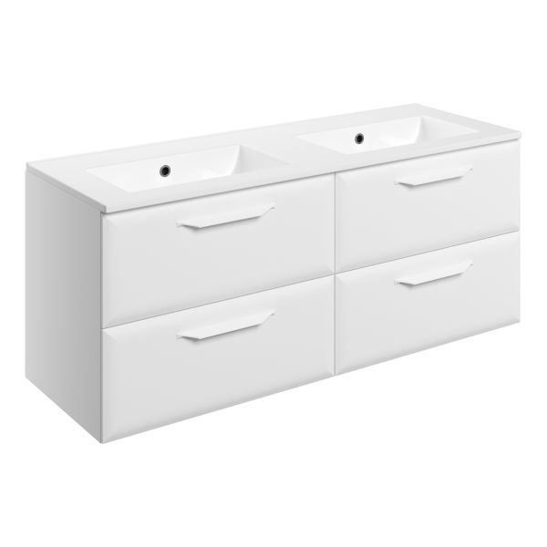 Tregaron 1210mm Wall Hung 4 Drawer Basin Unit w/0TH Basin - Matt White
