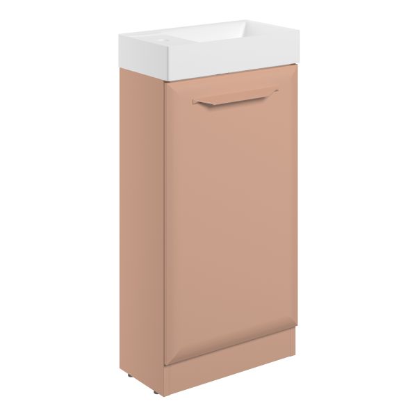 Tregaron 410mm Floor Standing 1 Door Cloakroom Basin Unit w/1TH Basin - Matt Apricot
