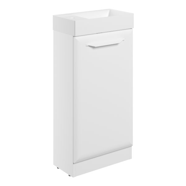 Tregaron 410mm Floor Standing 1 Door Cloakroom Basin Unit w/1TH Basin - Matt White