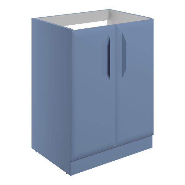Tregaron 600mm Floor Standing 2 Door Basin Unit (No Top) - Matt Misty Blue
