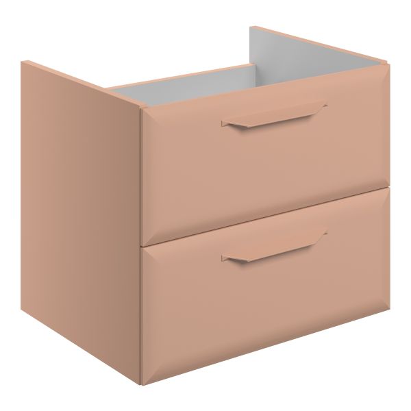 Tregaron 600mm Wall Hung 2 Drawer Basin Unit (No Top) - Matt Apricot