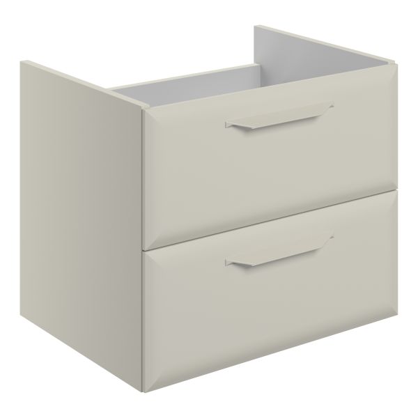 Tregaron 600mm Wall Hung 2 Drawer Basin Unit (No Top) - Matt Latte
