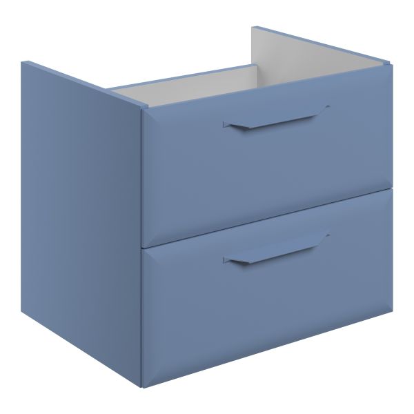 Tregaron 600mm Wall Hung 2 Drawer Basin Unit (No Top) - Matt Misty Blue
