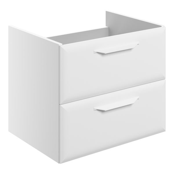 Tregaron 600mm Wall Hung 2 Drawer Basin Unit (No Top) - Matt White