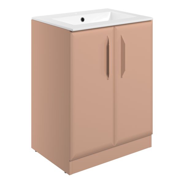 Tregaron 615mm Floor Standing 2 Door Basin Unit w/1TH Basin - Matt Apricot
