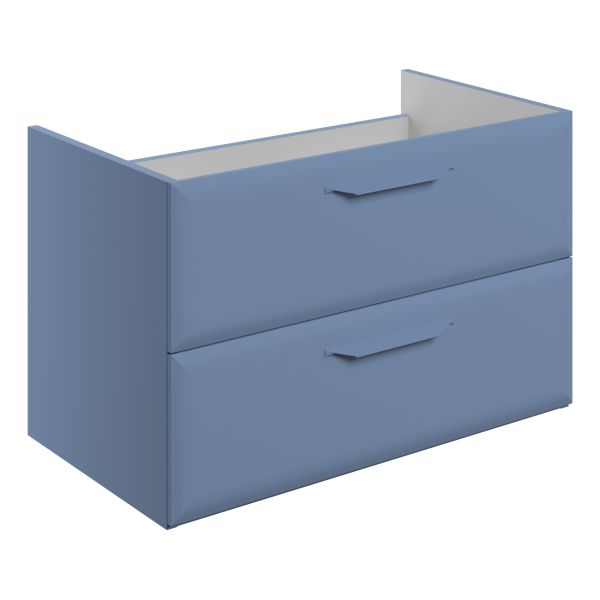 Tregaron 795mm Wall Hung 2 Drawer Basin Unit (No Top) - Matt Misty Blue