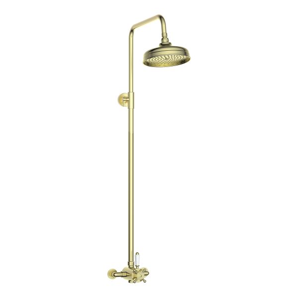 Verona Concentric Single Outlet Shower Valve & Overhead Kit Pack 2 - Brushed Brass