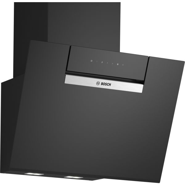 Bosch Series 4 DWK67FN60B 60cm Angled Chimney Hood - Black Glass