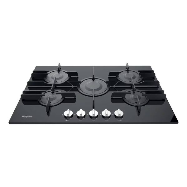 Hotpoint FTGHG 751 D/H(BK) 75cm Gas On Glass Hob - Black Glass