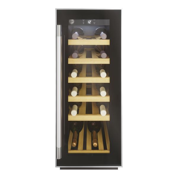 Hoover H500 HWCB 30 UK/N 30cm Wine Cooler - Black Glass & St/Steel