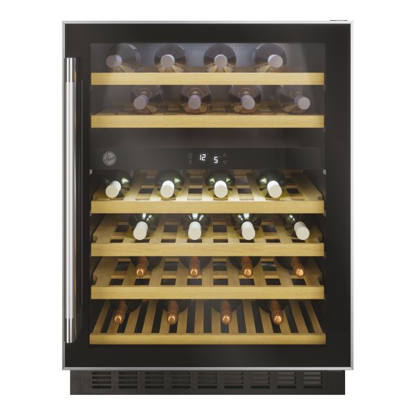 Hoover H500 HWCB 60 UK/N 60cm Wine Cooler - Black Glass & St/Steel