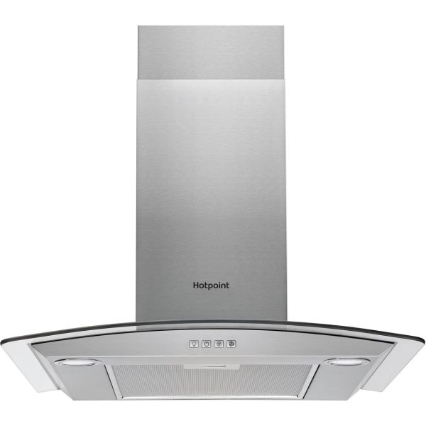 Hotpoint PHGC7.4FLMX 70cm Curved Glass Chimney Hood - St/Steel