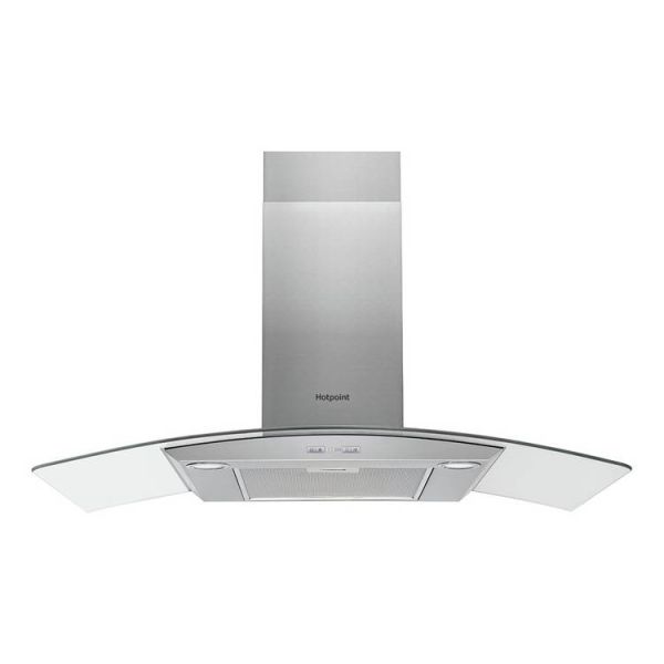 Hotpoint PHGC9.4FLMX 90cm Curved Glass Chimney Hood - St/Steel