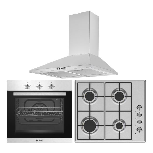 Prima Oven  Gas Hob & Chimney Hood Pack - St/Steel