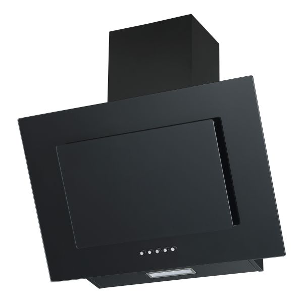 Prima PRAE0032 60cm Angled Chimney Hood - Black Glass