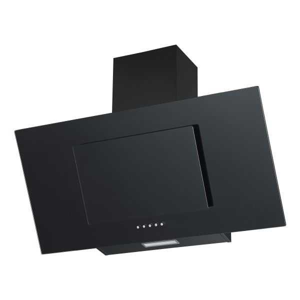 Prima PRAE0036 90cm Angled Chimney Hood - Black Glass