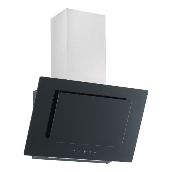 Prima PRAE0038 60cm Angled Chimney Hood - Black Glass