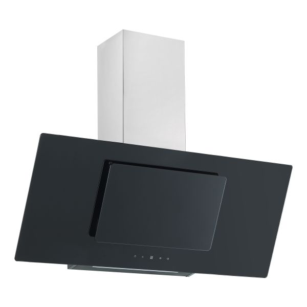 Prima PRAE0042 90cm Angled Chimney Hood - Black Glass