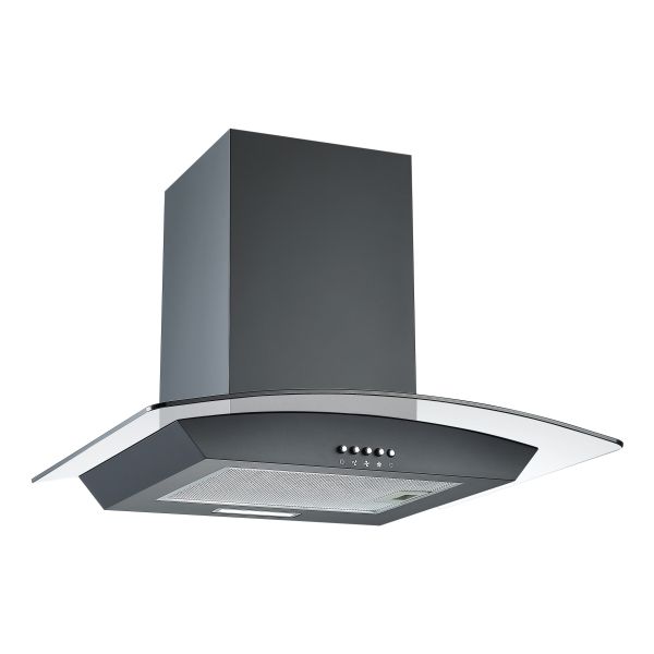 Prima PRCGH017 60cm Curved Glass Chimney Hood - Black
